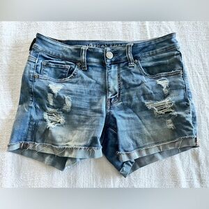 American Eagle Outfitters Distressed Light Blue Denim Jean Shorts